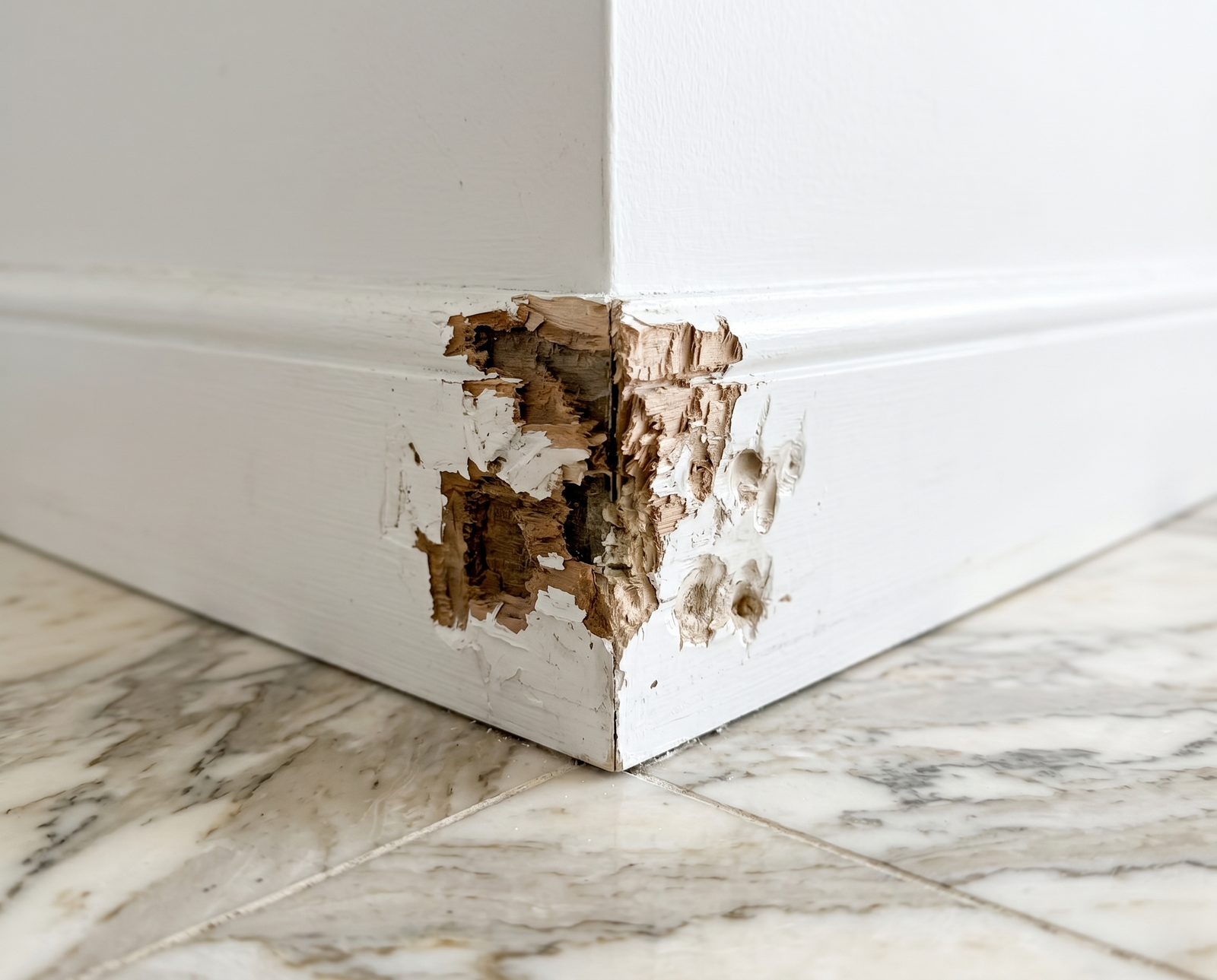 Damaged wall before repair